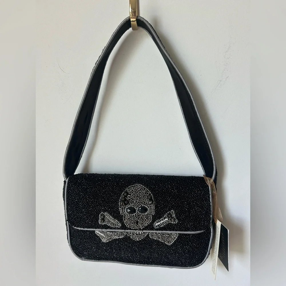 Beaded Black skull Shoulder Bag